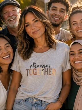 Stronger Together Women's Gray Graphic Tee by Positive Tees